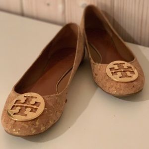 Tory Burch Reva Beige Cork Ballet Flats Size 9.5